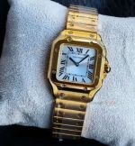 Cartier Santos 27*34mm Quartz Movement YG Case/Band White Face Square Lady Watch